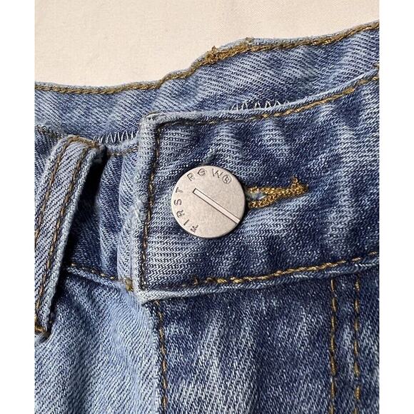 First Row Denim Knee Destroyed Slim Flare Jeans Men’s 32x33 Distressed Repaired - Picture 7 of 14